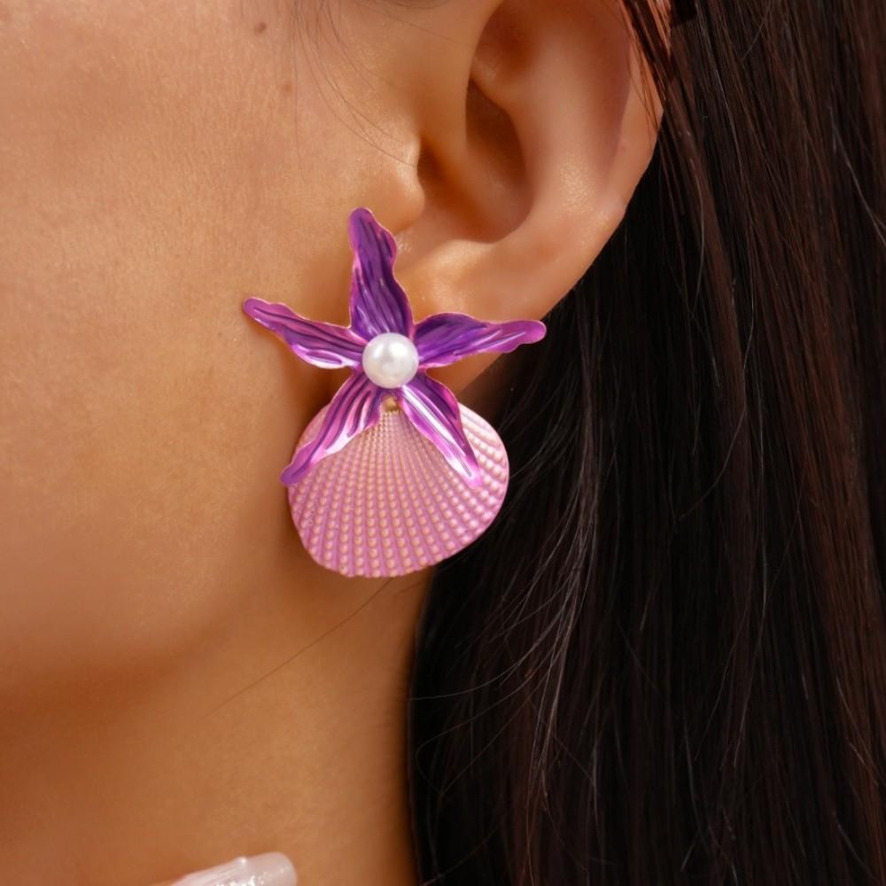 Bohemian Starfish Stud Earrings Scallop Starfish Pendant Earrings Charms Shell Drop Earrings  Girl