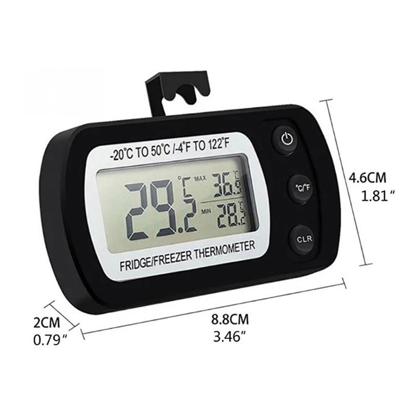 Термометр для холодильника с крючком, влагозащищенный, для холодильника, морозильника, электрический, ЖК-дисплей, цифровой термометр, монитор температуры