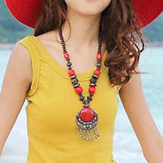 Women Vintage Bohemia Style Pendant Long Chain Sweater Necklace Jewelry Charm