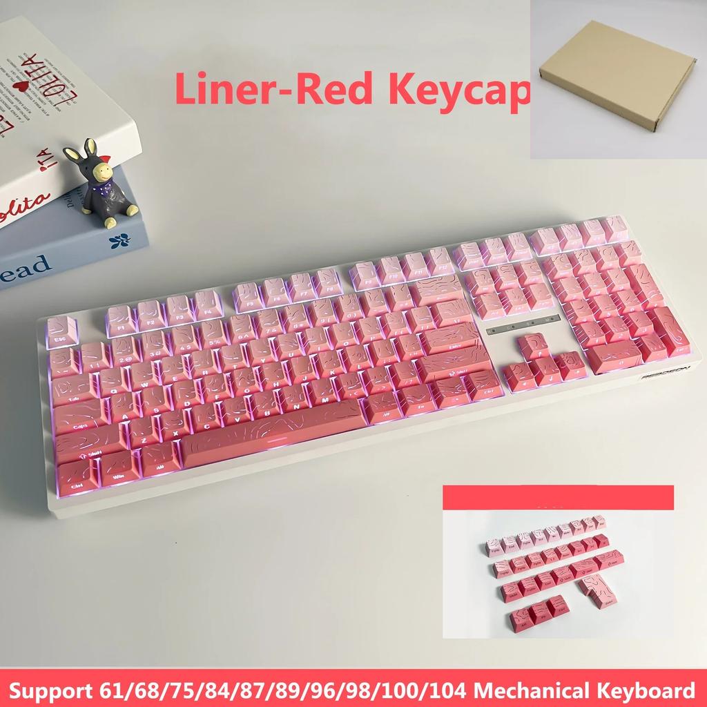 Xiaomi Gradient Translucent Lines Sided Printed Keycaps 133keys for Mechanical Keyboard Blackberry Purple Grey Blue Key Caps Cherry PBT