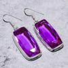 Natural Pink Amethyst Gemstone 925 Sterling Silver Gift Earring 2.01" d6Q70