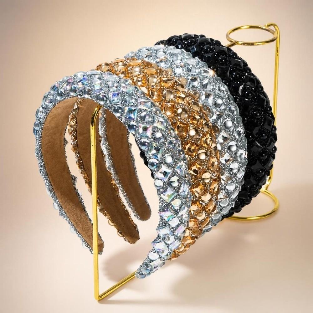 High Skull Top Resin Pearl Headband Full Rhinestone Elegant Hair Accessories For Women Gift