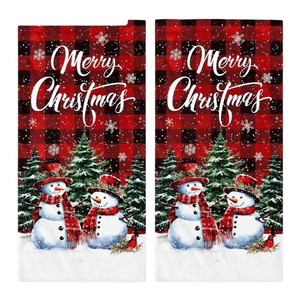 2pcs Reindeer Christmas Kitchen Towels Santa Claus Dish Towels Cleaning Cloth Kitchen Decor