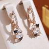 Full Paved Black White Zircon Pendant Earrings Women Luxury Party Jewelry Gold Color Sparkling Accessories