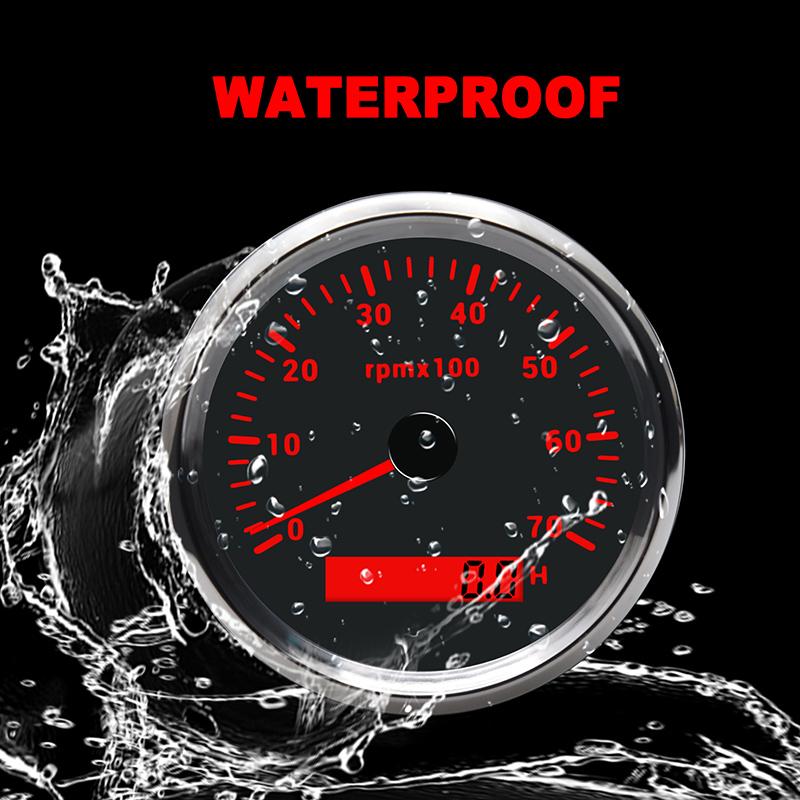 New 7 Color Backlight 85mm Tachometer Gauge For Marine Boat Car Truck 9-32V LCD 3K~8K RPM Tacho Digital Hour Meter