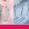 925 стерлингового серебра блестящие серьги-кольца для женщин 3.0 мм модные серьги ювелирные изделия для женщин большой подарок для ушей