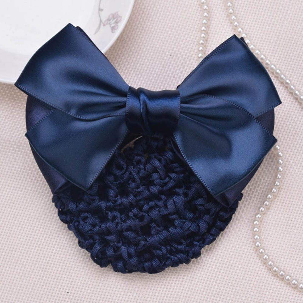 Fashion Bow Barrette Hair Clip Cover Lady Net Bun Snood Hair Accessories Hairpins Satin Bowknot