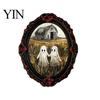 Reusable Magnetic Photo Frames Halloween Dark Style Refrigerator Magnet, Retro Gothic Oval Theme Room Accents Frame Decorative Sticker for Metal