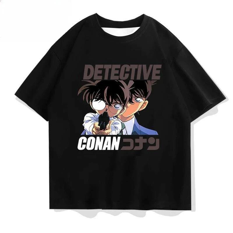 Japanese New Anime Detective Conan Short Sleeved Casual Sports T-shirt for Summer Loose Fit Teenage Season Trendy Top Unisex