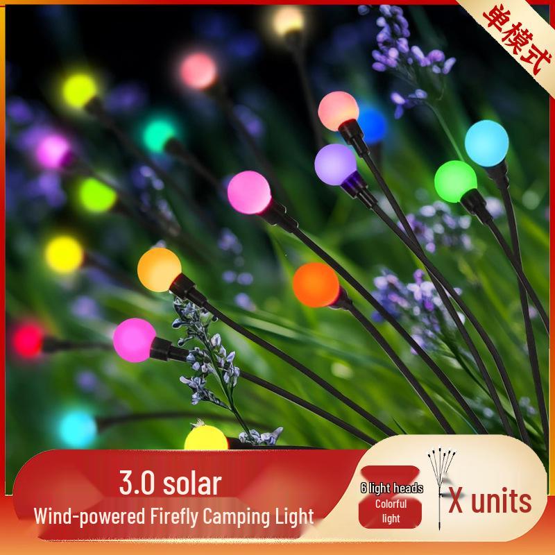 Wind-Powered LED Firefly Solar Garden Stake Light - Waterproof Outdoor Lawn & Camping Light
