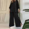 Women's Fashion Casual Loose Solid Colour Long Sleeve Shirt Pants Two Piece Suit