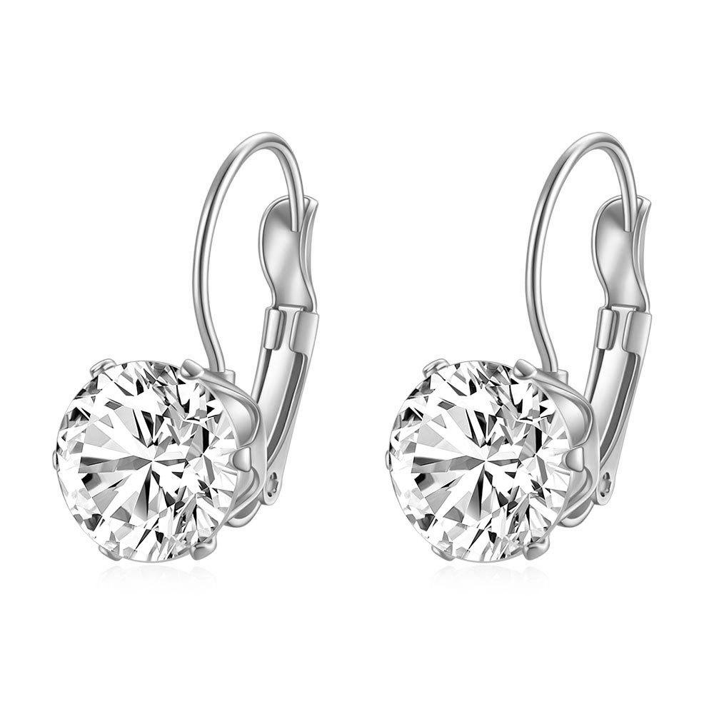 Cross-border European and American Fashion: Elegant 7MM Zircon Pendant Earrings In Stainless Titanium Steel