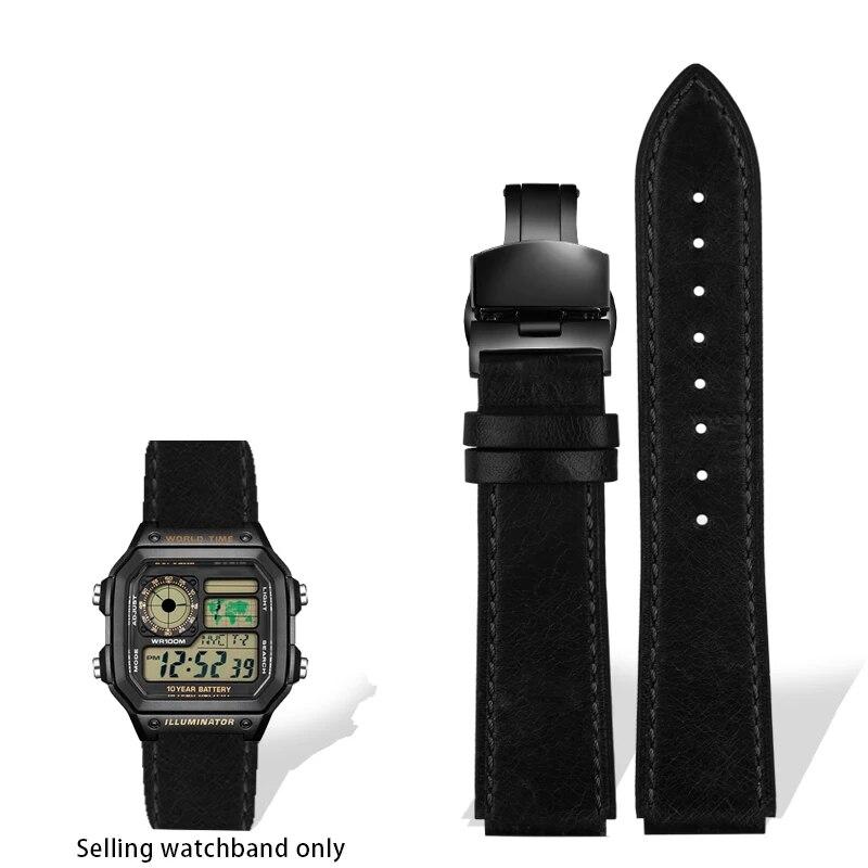 Ремешок из натуральной кожи в стиле ретро для Casio A158W A168/F91w/AE-1200WHD/A158/A159/A169/AE1200, винтажный ремешок-браслет для часов