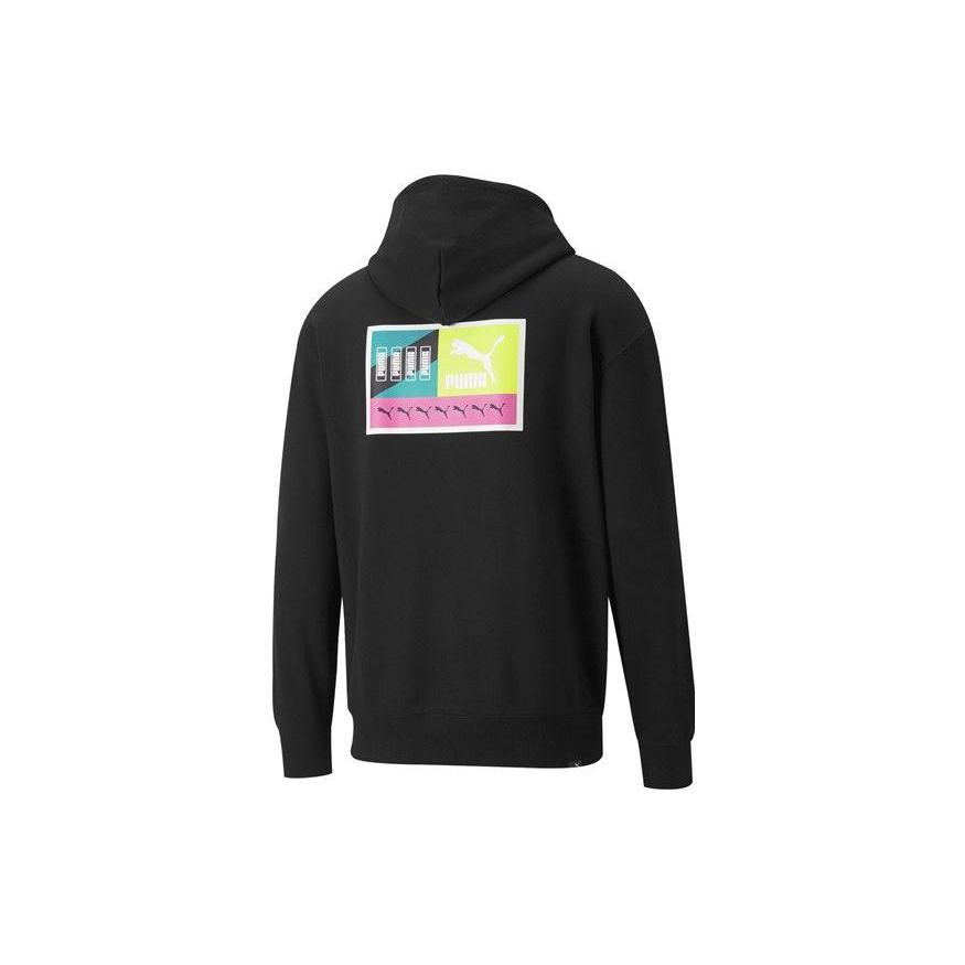 Puma Однотонная толстовка с длинным рукавом с принтом логотипа, мужская толстовка с капюшоном, черная 535303-01