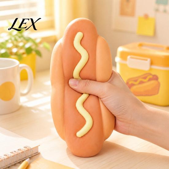 Funny Desk Accessories for Men Women Giant Hot Dog Squeeze Toy, 8.3" Slow Rising Realistic Food Shaped Cute Desktop Decorations Work Soft Stress Ball,
