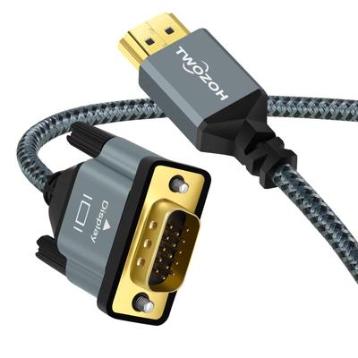 Кабель HDMI - VGA 5 м, корпус из алюминиевого сплава, нейлоновая оплетка, позолоченные разъемы, поддержка & 1080P/60 Гц