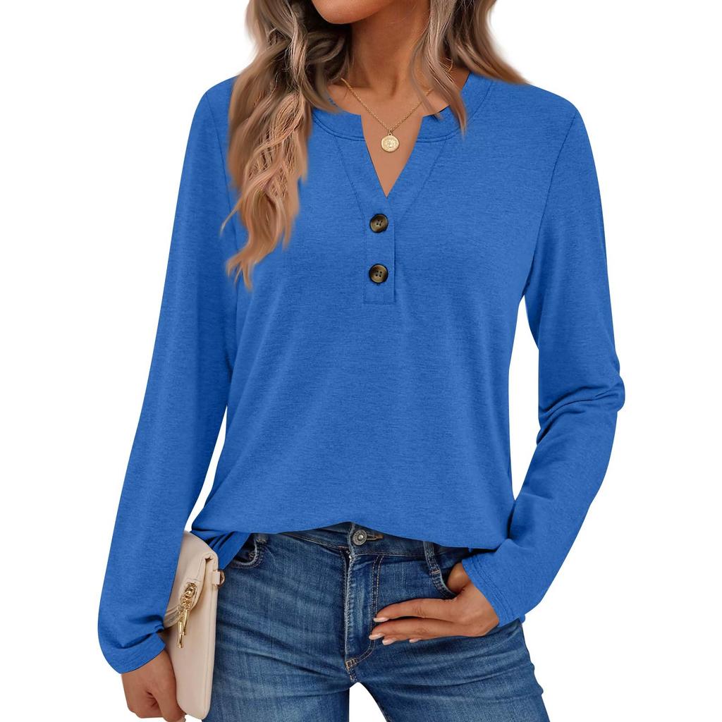 Women's Solid Color Long Sleeve Shirts Elegant Casual Tops Trendy Shirts Tops