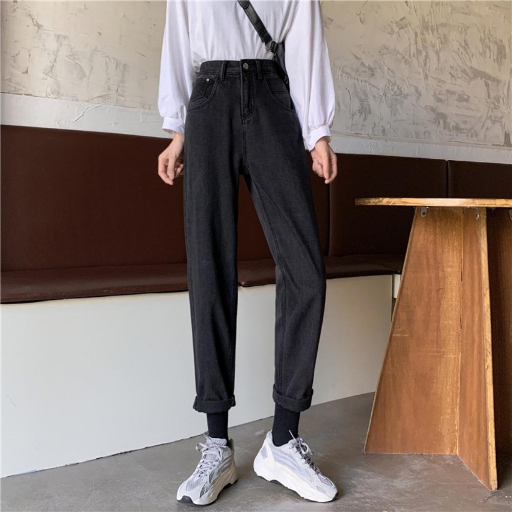 Модные джинсы 2025 осень и зима новые джинсы высокая посадка тонкие маленькие ретро прямые брюки тренд