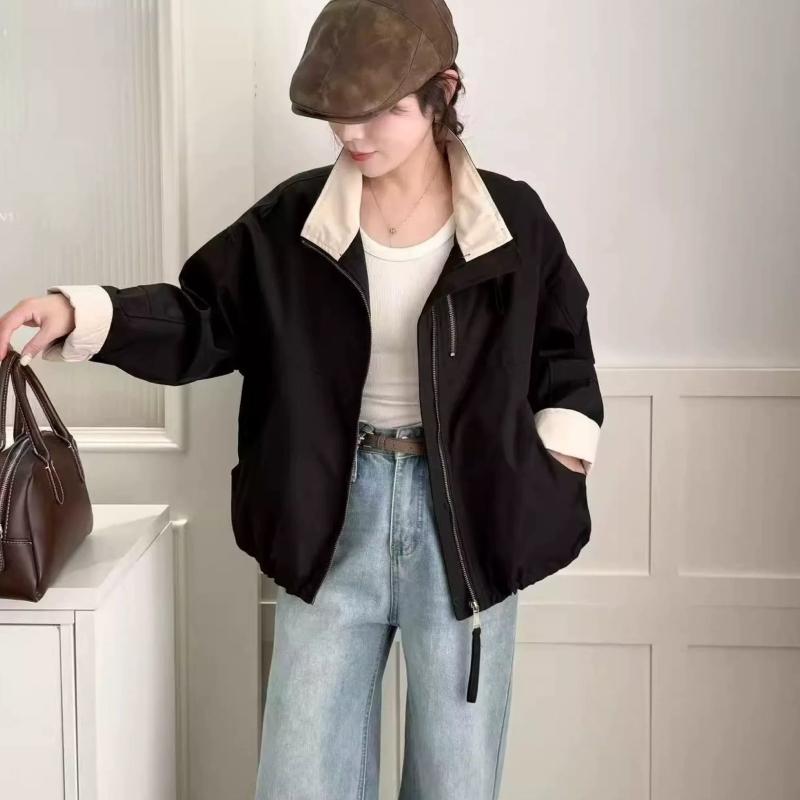 Женская куртка-ветровка на молнии короткой длины со стойкой, свободная, повседневная, универсальная верхняя одежда