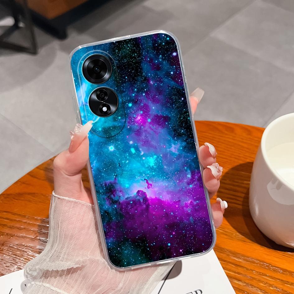 Для OPPO Reno12 Pro A59 5G A60 Realme C61 C63 чехол для телефона «Красивое звездное небо» Высококачественная защитная пленка для экрана Мягкий силиконовый прозрачный корпус Capas