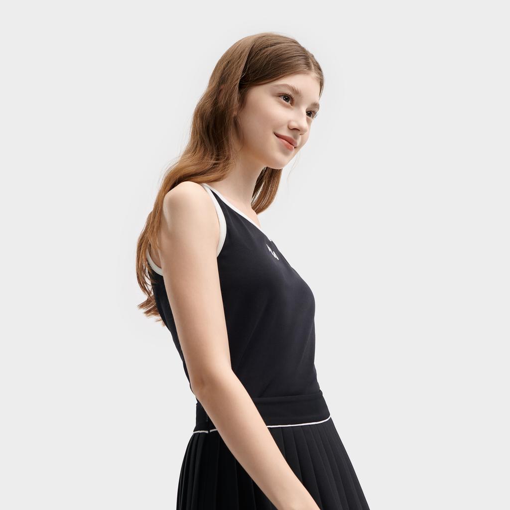 Fila Оригинальная серия Письмо Круглый вырез Без рукавов Пуловер Жилет Женские топы Черный F11W429116FBK