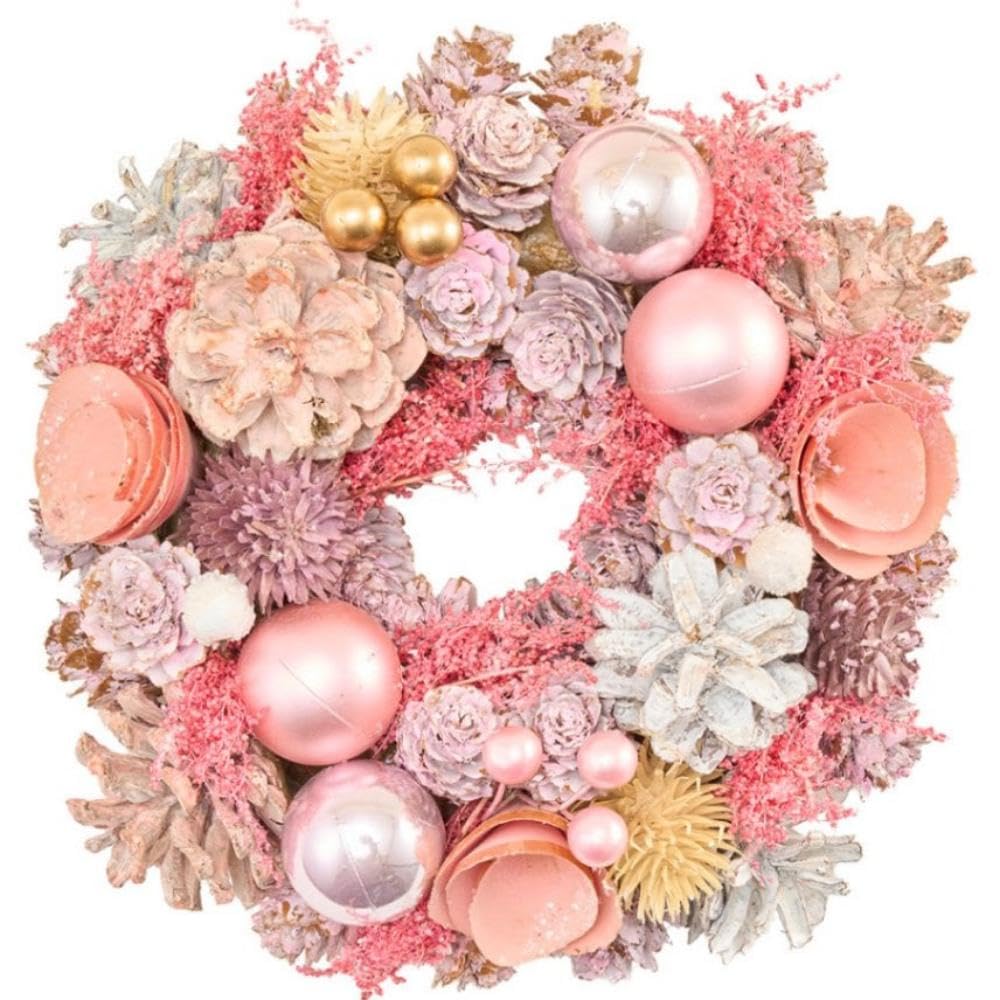 Foyer Mini Wreath Pink Corn Ball Mix Glitter Holiday Door Decoration 8425311