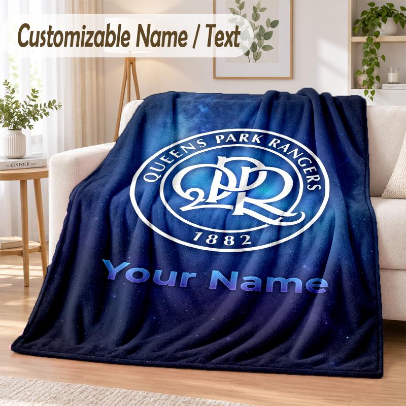 Custom Text Flannel Blanket Queens Park Rangers FC Print Warm Cozy Blanket Home Sofa Bedding