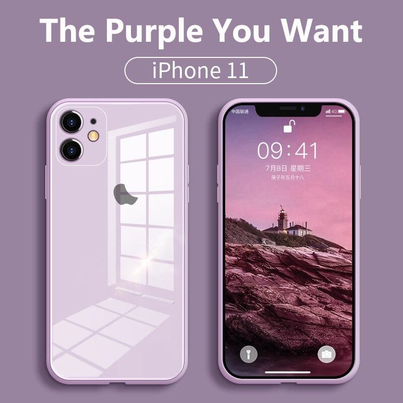 Силиконовый чехол для iPhone 14 13 11 12 Pro Max XR XS X 8 7 plus SE 2020, квадратный противоударный чехол из закаленного стекла с мягкой рамкой, задняя крышка