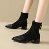 2024 Высококачественная женская обувь Ботильоны женские элегантные современные ботинки женские швейные с острым носком средний каблук сзади молния обувь женская