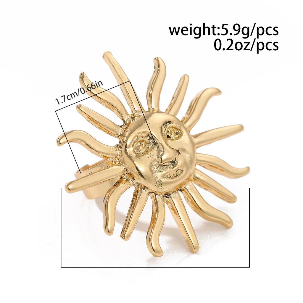 Преувеличенное лицо Солнце сплава кольца набор праздничный пляж геометрические регулируемые кольца персонализированные модные пригородные женские кольца