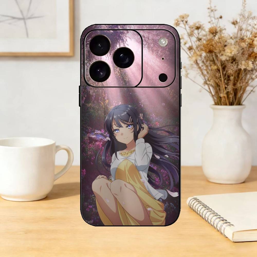 Чехол для телефона Senior S-Sakurajima Mai для iPhone 17,16,15,14,13,12,11 Plus,Pro,Max,Mini Силиконовый черный Мягкий чехол