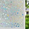 Stained Glass Window Privacy Film 3D Rainbow Decorative Windows Cling Vinyl Film Window Tint for Bathroom Door Covering