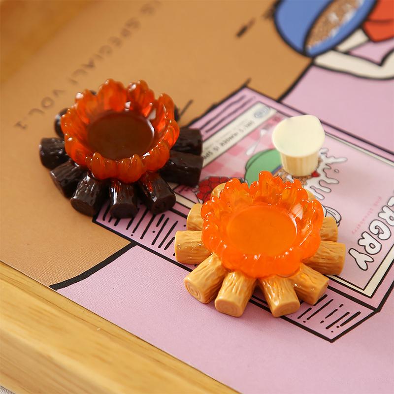 10Pcs Mini Fake Campfire Ornament Set Realistic Resin Fire Models for Fairy Garden Micro Landscape DIY Decor
