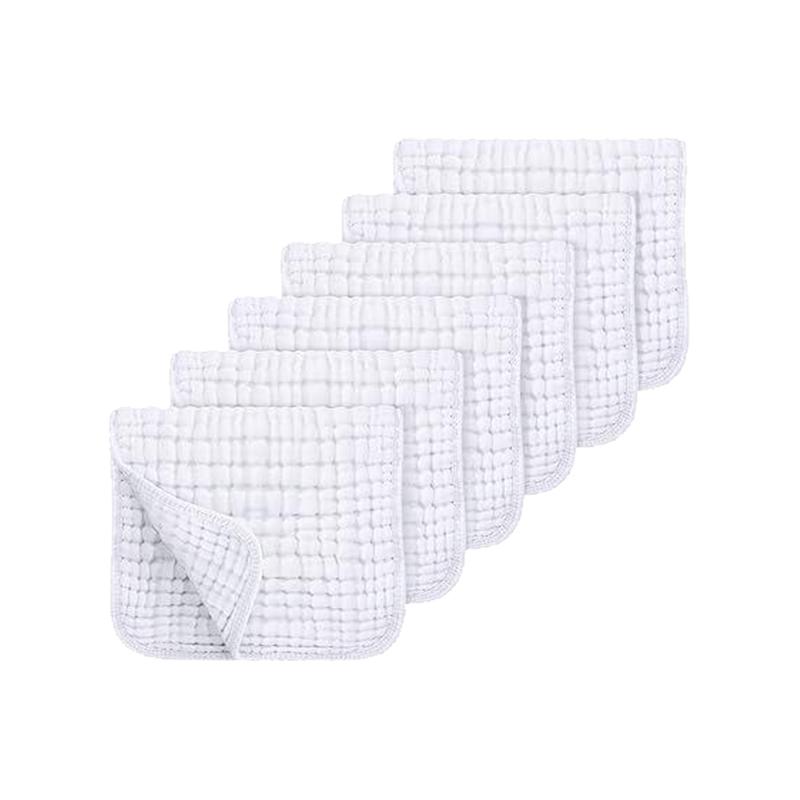 6pcs Baby Burping Cloth Large 20''x10'' Extra Soft and Absorbent Muslin Burp Cloths 100% Cotton Washcloths For Baby