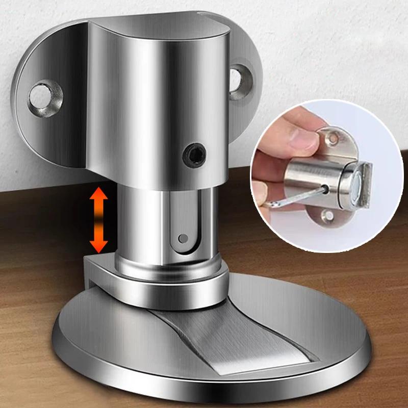 1/2sets Magnetic Door Stop Adjustable Alloy Self-locking Door Stop Punch-free Anti-collision Door Stops for Floor Wall Protector