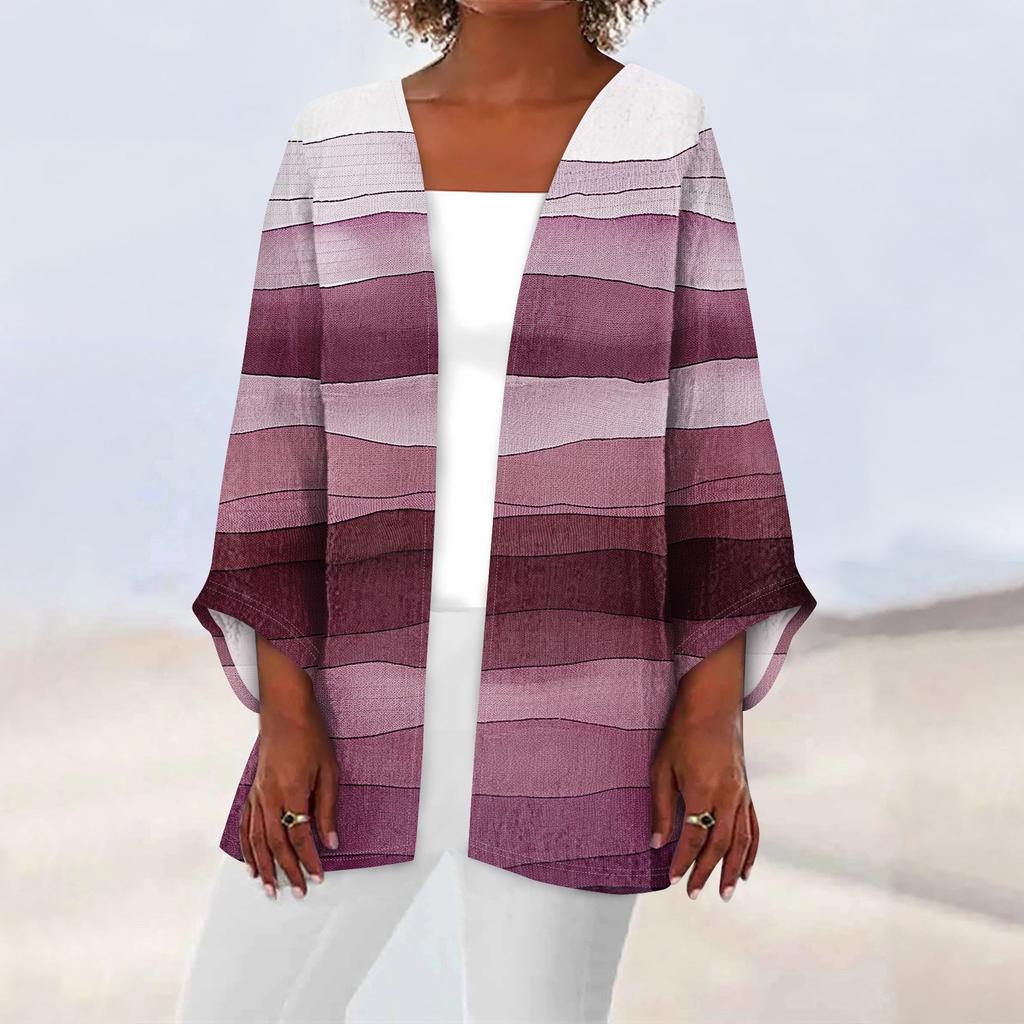 Женская повседневная модная легкая куртка средней длины с принтом в стиле ретро, кардиган