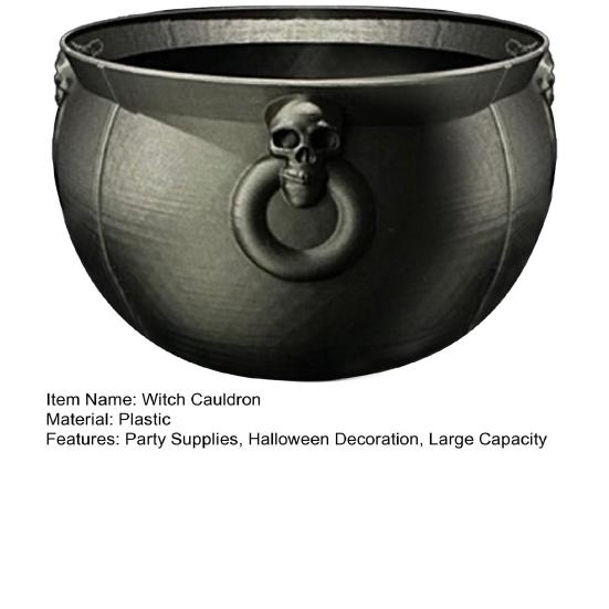 Хэллоуин Ведьмин Котел Котел Конфетница Пластиковый Большой Черный Котел Ведро Украшение Угощение Вечеринка Принадлежности