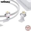 WOSTU Нежная подвеска-лягушка для оригинального браслета, настоящее серебро 925 пробы, милое животное, сделай сам, женские ювелирные изделия