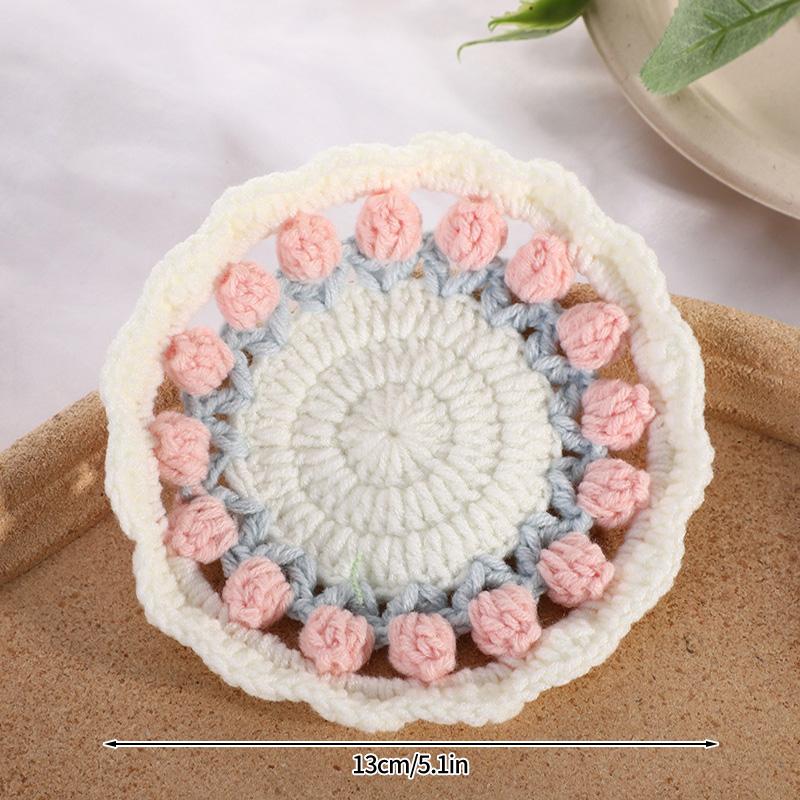 Круглые подставки под стаканы с подсолнухами, связанные вручную, подставки под стаканы с цветочным узором, многоразовые изоляционные подкладки, плетеные подставки под кофейные чашки, украшения