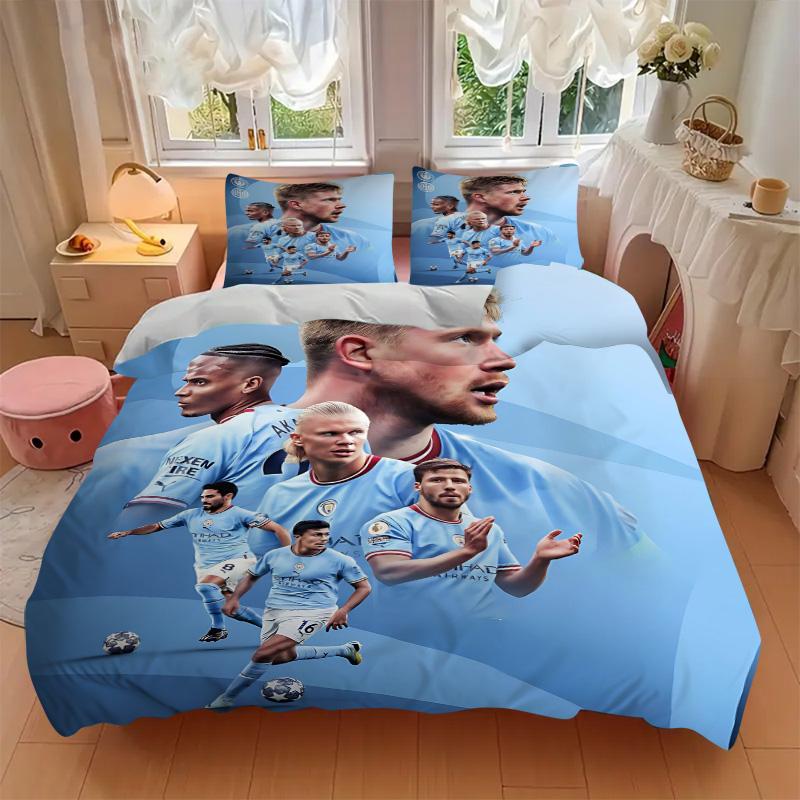 Man City Players Celebration Print 3Pcs Bedding Setduvet Cover With 2 Bedropillowcase Home Birthday Gift