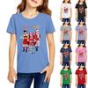 Girls' Round Neck Short Sleeves Christmas Witch Group Print Casual Short Sleeves