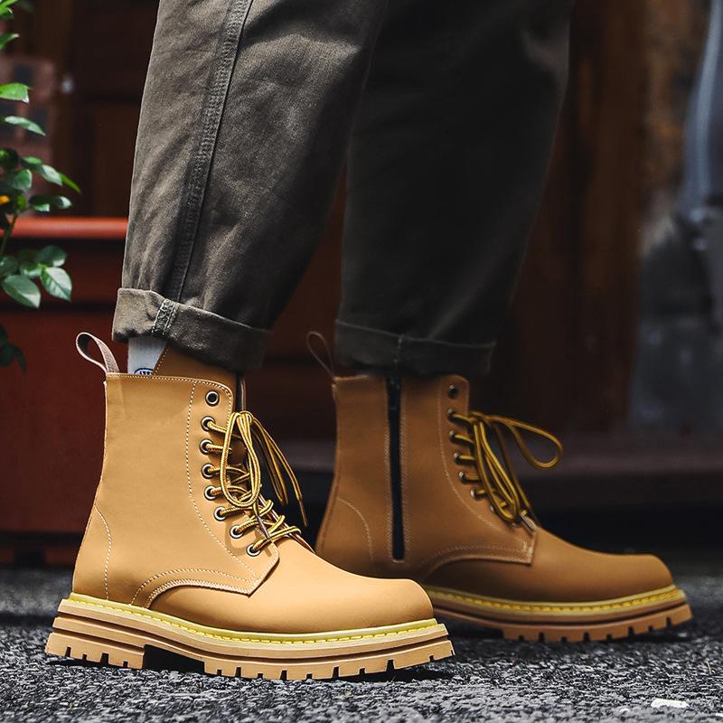 Men's shoes high-top Martin boots men's autumn retro tooling shoes British platform trendy big yellow boots 3309-J