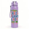 1PC Crazy Plant Lady Succulent Print 750ml Color Plastic Sports Water Bottle Leakproof Flip Straw Lid Suitable for Sports Office Home Use