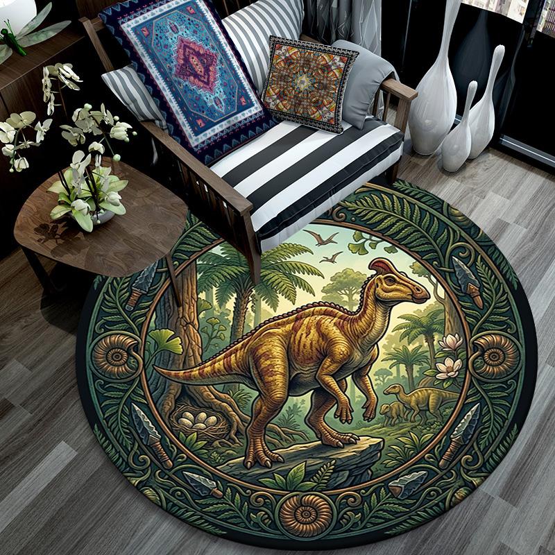 Prehistoric Dinosaur Realm Round Area Rug Under Office Chairs Bedroom Living Room Home Decor