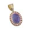 Natural Purple Moonstone Gemstone 925 Sterling Silver TwoTone Pendant 1.25" a8v02