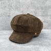 Autumn retro big top octagonal hat women's autumn versatile face small suede texture newsboy hat literary hat
