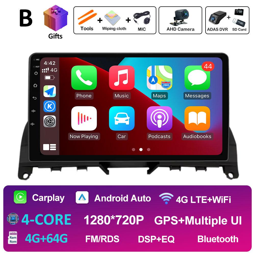 Для Mercedes Benz C Class3 W204 S204 2006 2007 2008 2009 2010 2011 Android 14 Intelligenr System Bluetooth Вентилятор охлаждения GPS Navi