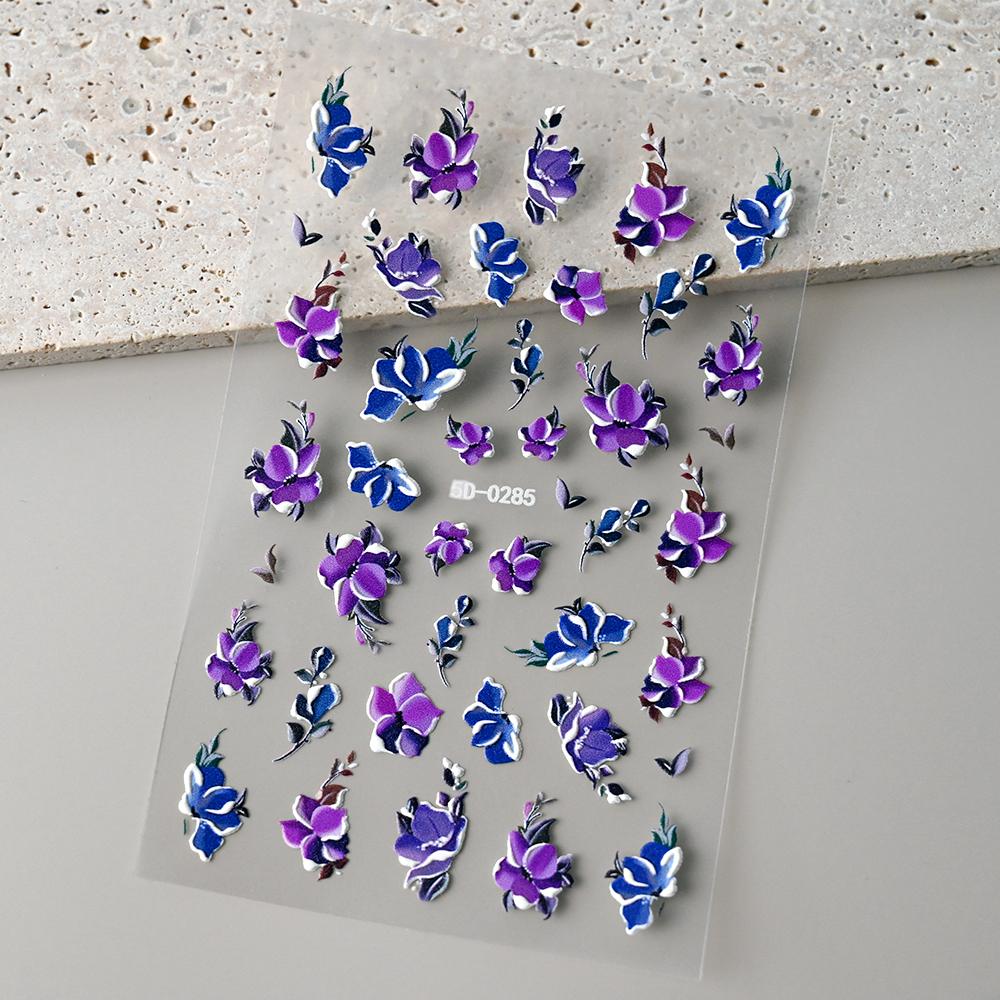 1 шт. 3D-наклейки с цветами для ногтей, весенние цветочные листья, самоклеящиеся слайдеры, наклейки для художественного маникюра для украшения