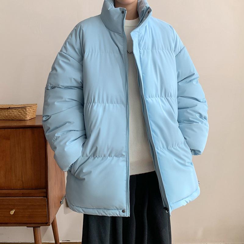 Зимняя однотонная утепленная куртка с воротником-стойкой и хлопковой подкладкой, мужская американская ретро-свободная и универсальная куртка с хлопковой подкладкой, повседневная куртка из хлеба