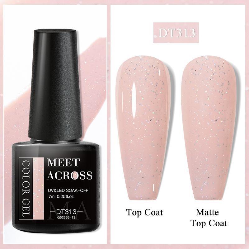 MEET ACROSS Блестящий гель-лак для ногтей, популярный телесный, розовый, красный, синий, блестящий гель-лак, красочный гель для начинающих, маникюр, салон дизайна ногтей